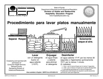 Manual Dishwashing Procedure Chart | Spanish | DBPR Form HR 5025-510