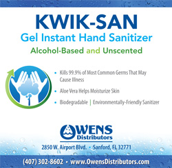 Owens Distributors Kwik-San Gel Instant Hand Sanitizer Label, Alcohol-Based and Unscented