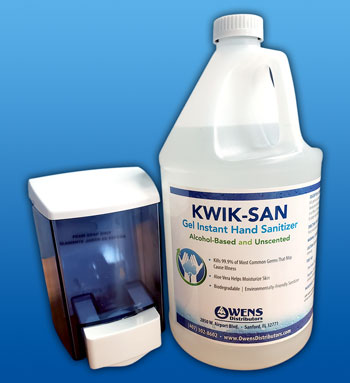Kwik-San Gel Instant Hand Sanitizer | Alcohol-Based with Aloe Vera and Unscented | Owens Distributors